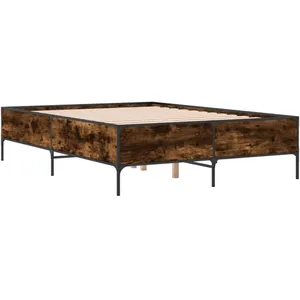 vidaXL Vidaxl Cadre De Lit Sans Matelas Chêne Fumé 140x200 Cm pas cher