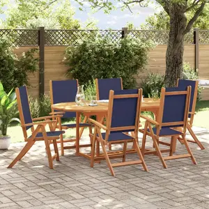 vidaXL Ensemble à manger de jardin 7pcs bois d'acacia solide textilène pas cher