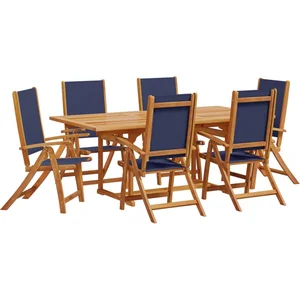 vidaXL Ensemble à manger de jardin 7pcs bois d'acacia solide textilène pas cher