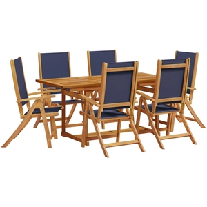 vidaXL Ensemble à manger de jardin 7pcs bois d'acacia solide textilène pas cher