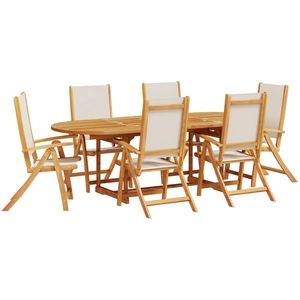 vidaXL Ensemble à manger de jardin 7pcs bois d'acacia solide textilène pas cher