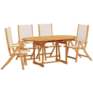 vidaXL Ensemble à manger de jardin 5pcs bois d'acacia solide textilène pas cher