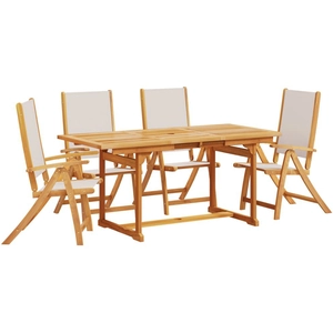 vidaXL Ensemble à manger de jardin 5pcs bois d'acacia solide textilène pas cher