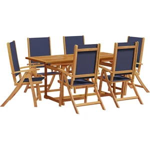vidaXL Ensemble à manger de jardin 7pcs bois d'acacia solide textilène pas cher