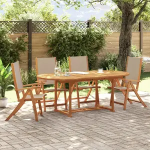 vidaXL Ensemble à manger de jardin 5pcs bois d'acacia solide textilène pas cher