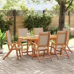 vidaXL Ensemble à manger de jardin 7pcs bois d'acacia solide textilène pas cher