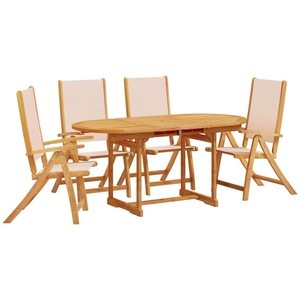 vidaXL Ensemble à manger de jardin 5pcs bois d'acacia solide textilène