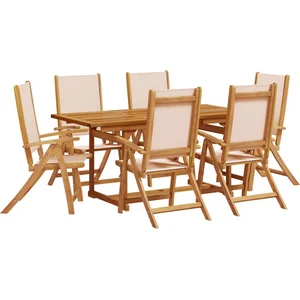 vidaXL Ensemble à manger de jardin 7pcs bois d'acacia solide textilène pas cher