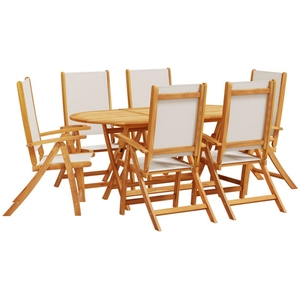 Comparateur de prix : vidaXL Ensemble à manger de jardin 7pcs bois d'acacia solide textilène