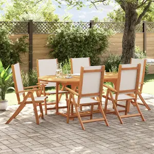 vidaXL Ensemble à manger de jardin 7pcs bois d'acacia solide textilène pas cher