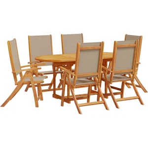 vidaXL Ensemble à manger de jardin 7pcs bois d'acacia solide textilène pas cher