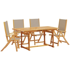vidaXL Ensemble à manger de jardin 5pcs bois d'acacia solide textilène pas cher