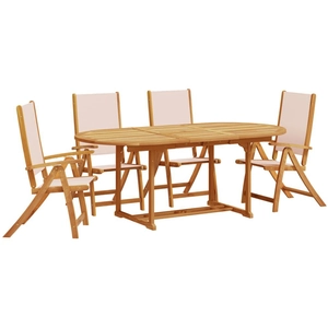 vidaXL Ensemble à manger de jardin 5pcs bois d'acacia solide textilène pas cher