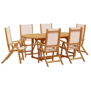 Comparateur de prix : vidaXL Ensemble à manger de jardin 7pcs bois d'acacia solide textilène