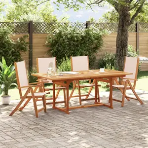 vidaXL Ensemble à manger de jardin 5pcs bois d'acacia solide textilène pas cher