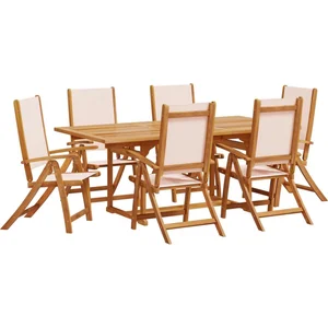 vidaXL Ensemble à manger de jardin 7pcs bois d'acacia solide textilène pas cher