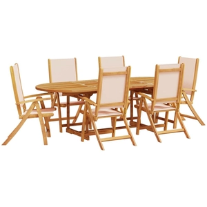 vidaXL Ensemble à manger de jardin 7pcs bois d'acacia solide textilène pas cher