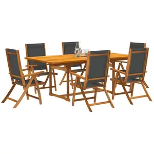 vidaXL Ensemble à manger de jardin 7pcs bois d'acacia solide textilène pas cher