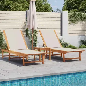 Comparateur de prix : vidaXL Chaises longues lot de 2 gris bois acacia solide et textilène