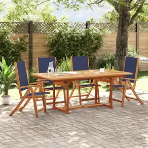 vidaXL Chaises pliables de jardin lot de 4 bois d'acacia et textilène pas cher