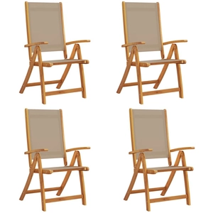 vidaXL Chaises pliables de jardin lot de 4 bois d'acacia et textilène pas cher