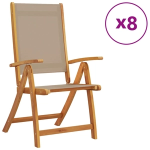 vidaXL Chaises pliables de jardin lot de 8 bois d'acacia et textilène pas cher