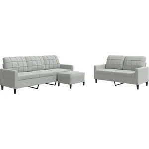 vidaXL Ensemble de canapés 3 pcs avec coussins Gris clair Velours pas cher