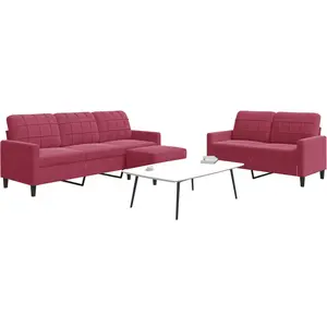 vidaXL Ensemble de canapés 3 pcs avec coussins Rouge bordeaux Velours