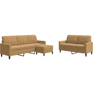 vidaXL Ensemble de canapés 3 pcs avec coussins Marron Velours pas cher