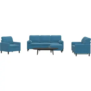 vidaXL Ensemble de canapés 4pcs et coussins et traversins bleu velours