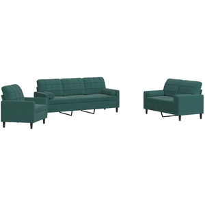 vidaXL Ensemble de canapés 3 pcs avec coussins et traversins velours pas cher