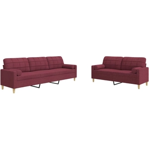 vidaXL Ensemble de canapés 2 pcs coussins décoratifs bordeaux tissu pas cher