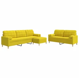 vidaXL Ensemble de canapés 3 pcs repose-pied et coussins décoratifs