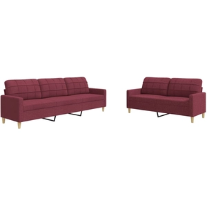 vidaXL Ensemble de canapés 3 pcs avec repose-pied rouge bordeaux tissu pas cher