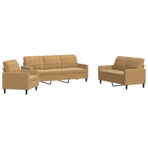 vidaXL Ensemble de canapés 3 pcs avec coussins Marron Velours pas cher