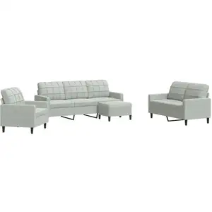 vidaXL Ensemble de canapés 4 pcs avec coussins Gris clair Velours pas cher