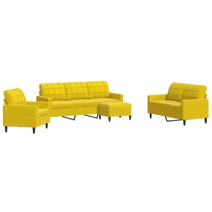 vidaXL Ensemble de canapés 4 pcs avec coussins Jaune Velours pas cher