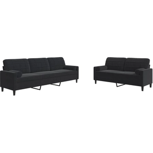 vidaXL Ensemble de canapés 2pcs et coussins et traversins noir velours pas cher