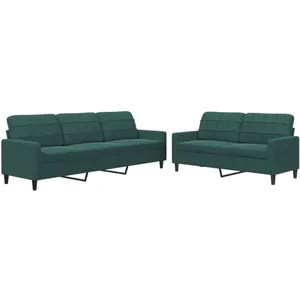 Comparateur de prix : vidaXL Ensemble de canapés 2 pcs avec coussins Vert foncé Velours