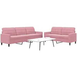 vidaXL Ensemble de canapés 2 pcs avec coussins Rose Velours