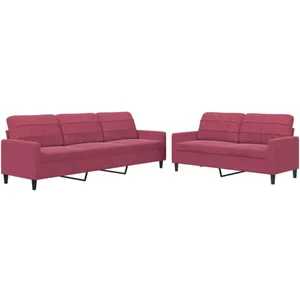 vidaXL Ensemble de canapés 2 pcs avec coussins Rouge bordeaux Velours pas cher