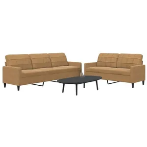 vidaXL Ensemble de canapés 2 pcs avec coussins Marron Velours pas cher