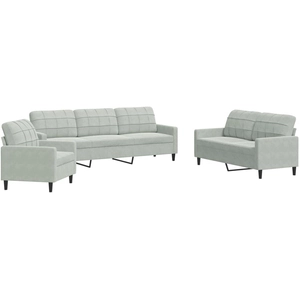 vidaXL Ensemble de canapés 3 pcs avec coussins Gris clair Velours