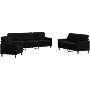 Comparateur de prix : vidaXL Ensemble de canapés 3 pcs avec coussins Noir Velours