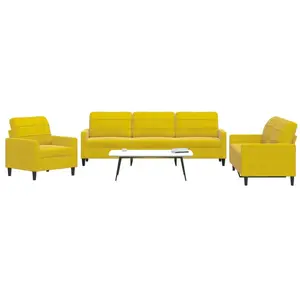 vidaXL Ensemble de canapés 3 pcs avec coussins Jaune Velours pas cher