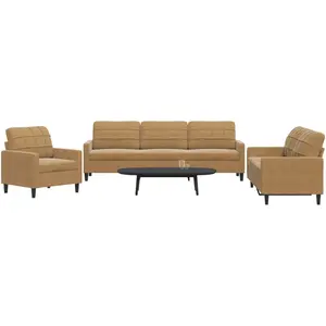 vidaXL Ensemble de canapés 3 pcs avec coussins Marron Velours