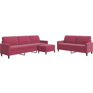 vidaXL Ensemble de canapés 3 pcs avec coussins Rouge bordeaux Velours