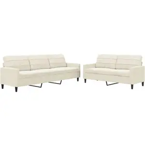 vidaXL Ensemble de canapés 2 pcs avec coussins Crème Velours pas cher