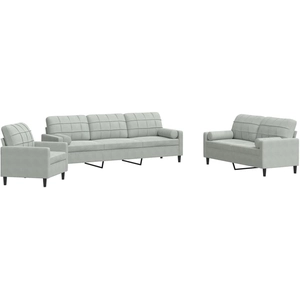 vidaXL Ensemble de canapés 3 pcs et coussins et traversins velours pas cher
