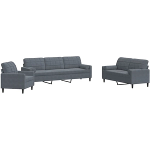 Comparateur de prix : vidaXL Ensemble de canapés 3 pcs avec coussins et traversins velours